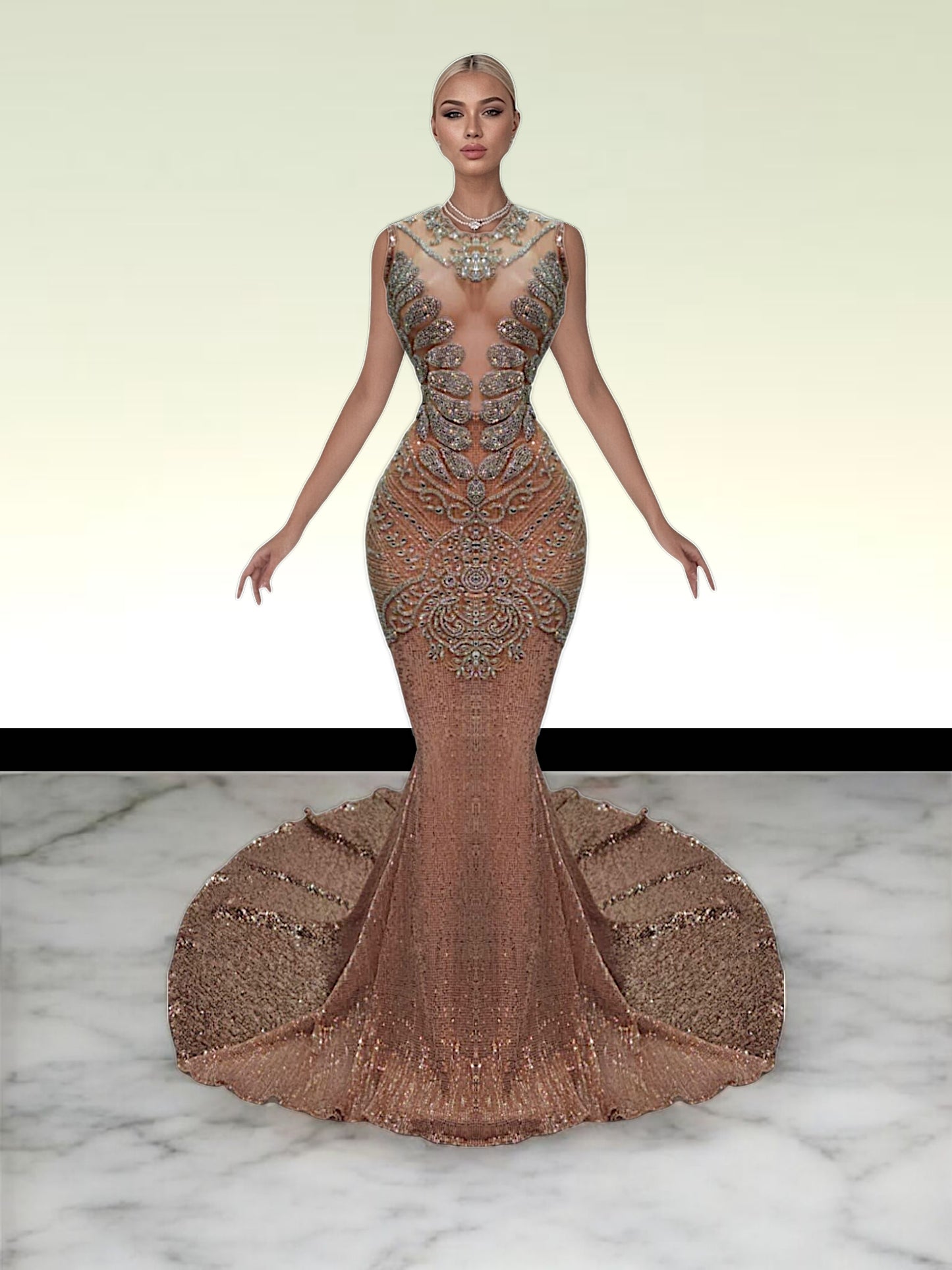 Naijah Sequin Rhinestone Mermaid Gown