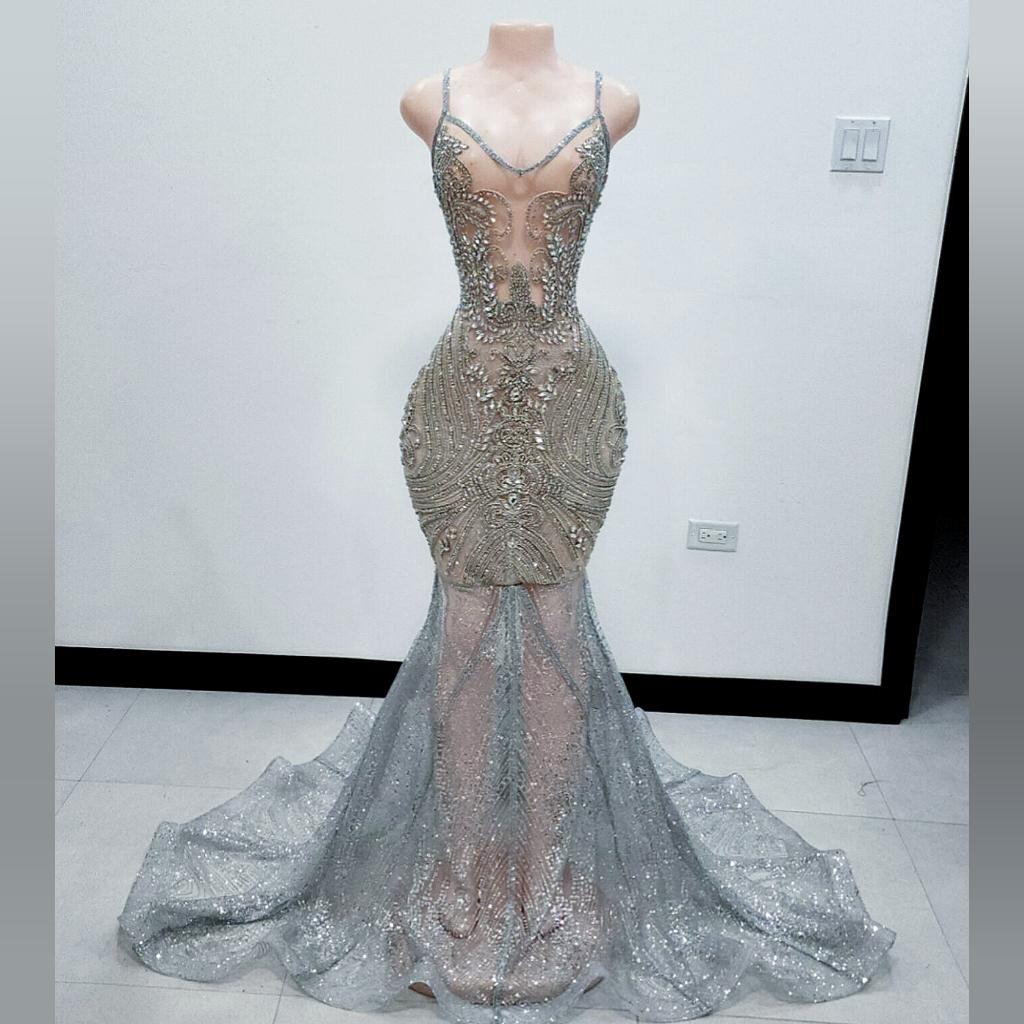 Vahalah Spaghetti Rhinestone Mermaid Gown RTS