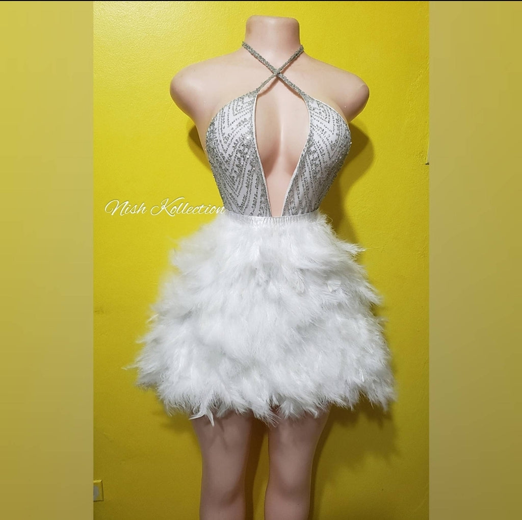 Sia feather mini dress