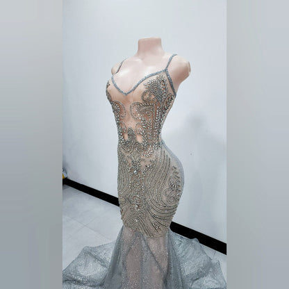 Vahalah Spaghetti Rhinestone Mermaid Gown RTS