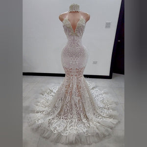 Crystal Pearl Tulle Mermaid Gown