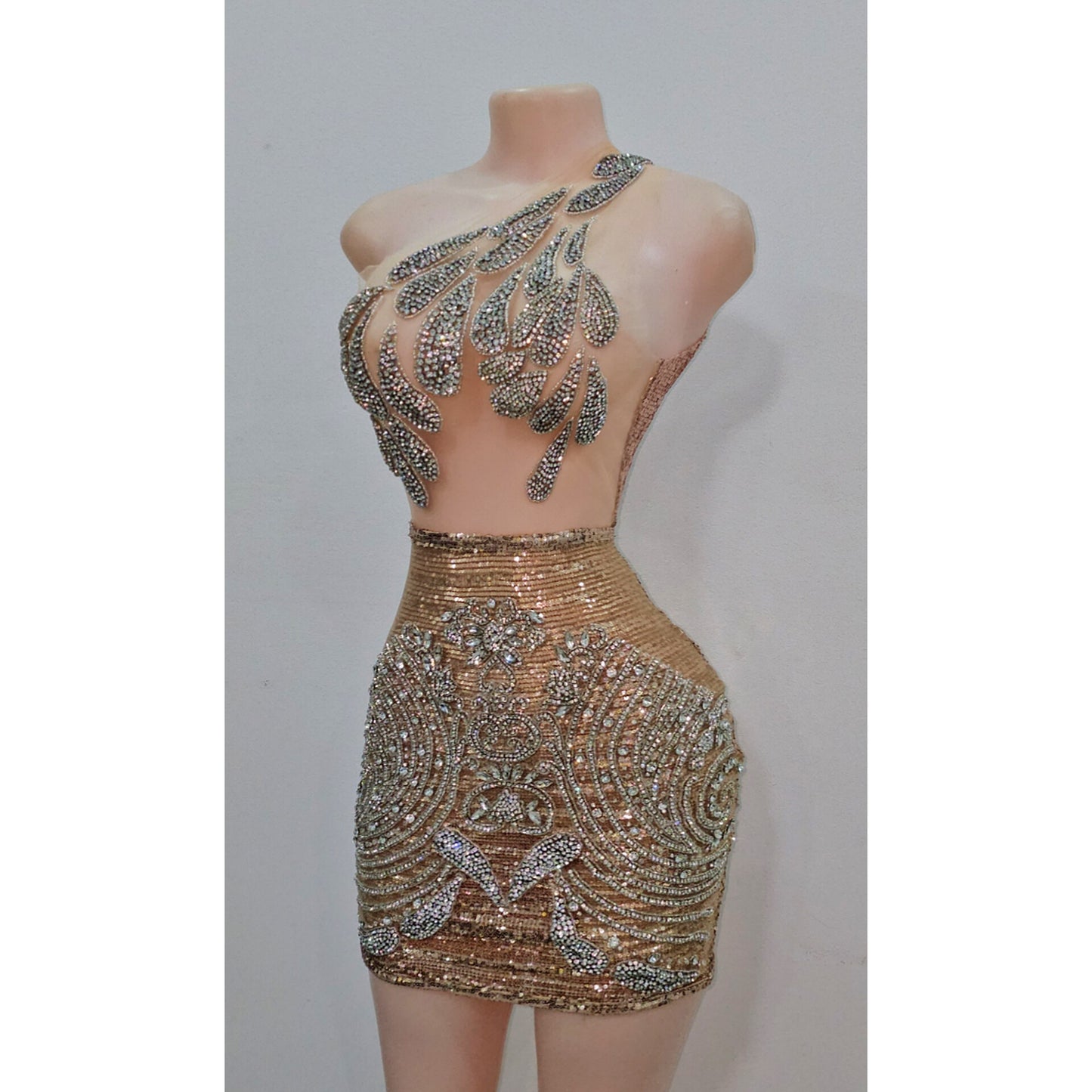 Diamond Cocktail Rhinestone Mini Dress