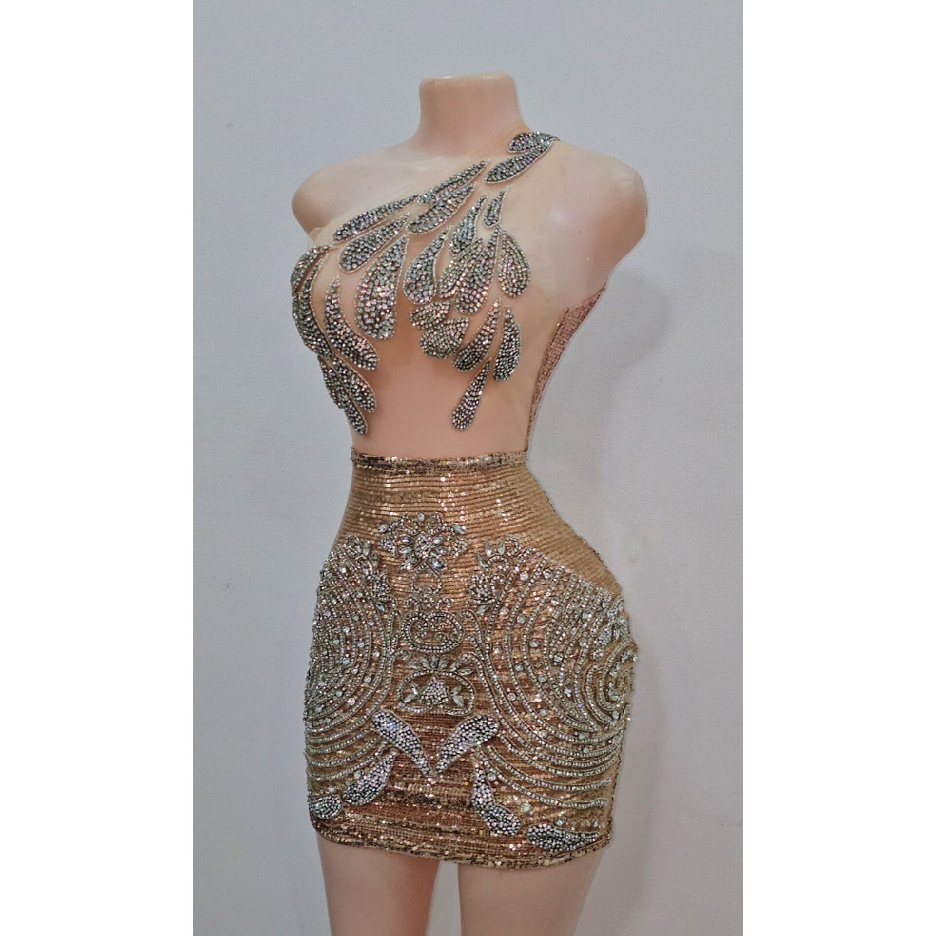 Diamond Cocktail Rhinestone Mini Dress