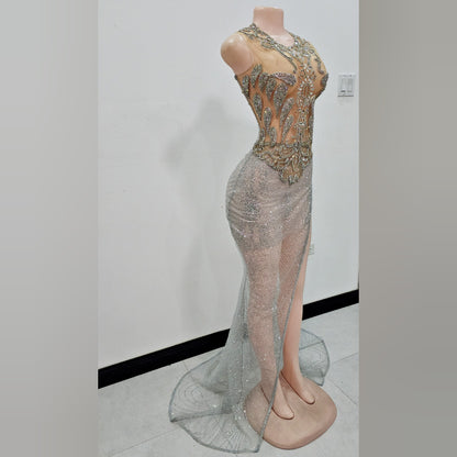 Sleeveless rhinestone dress