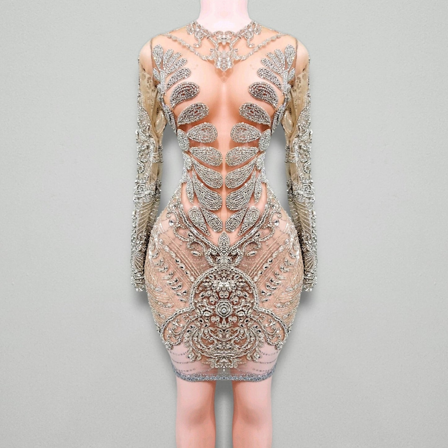 Naijah Long Sleeve Rhinestone Mini Dress