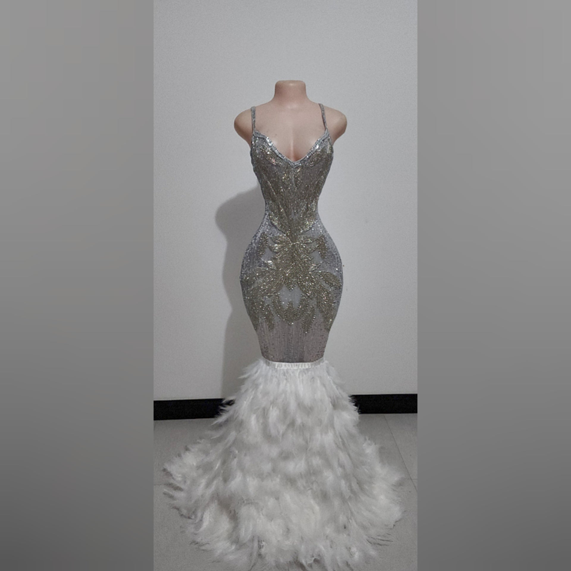 Leah Melani Feather Mermaid Gown