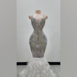 Leah Melani Feather Mermaid Gown