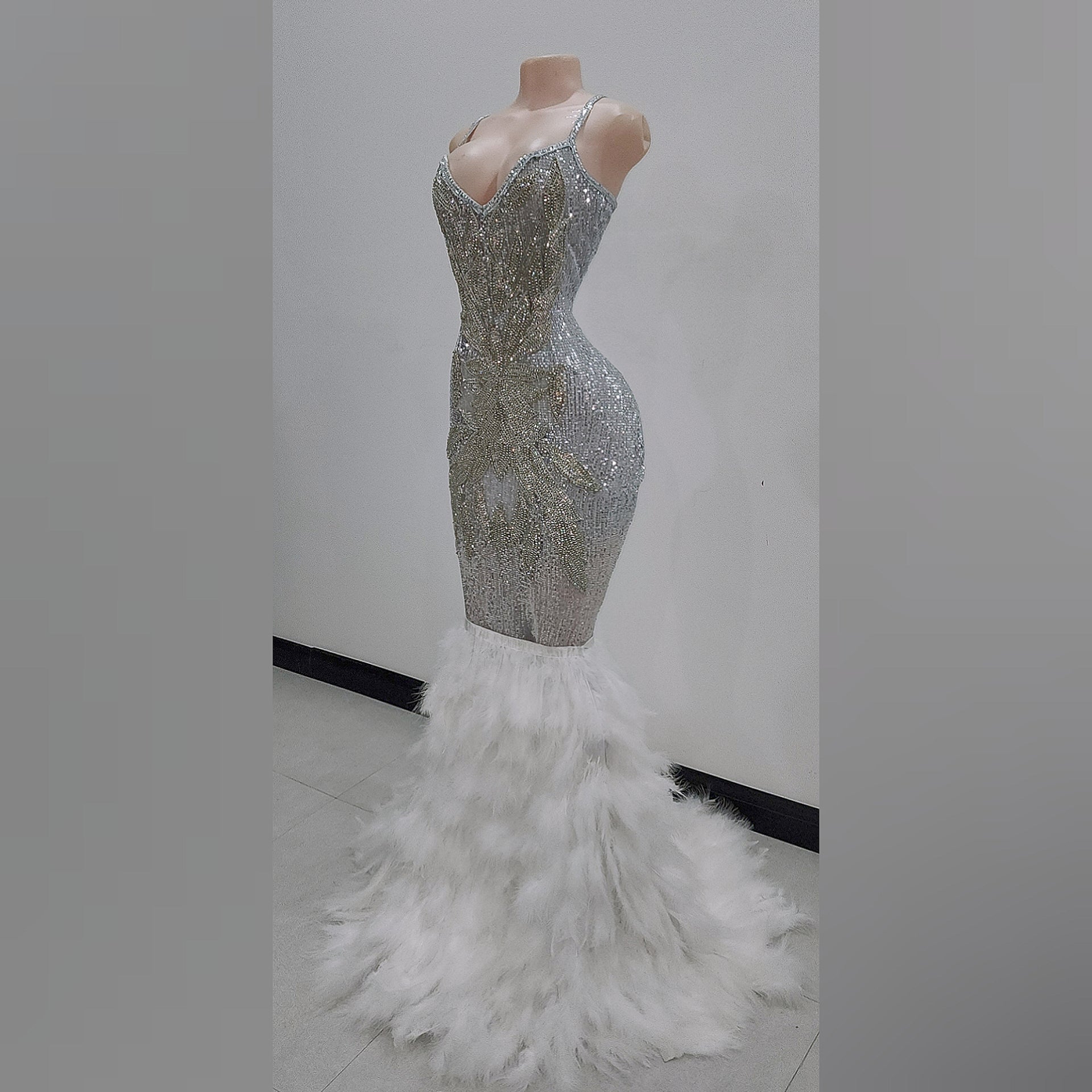 Leah Melani Feather Mermaid Gown