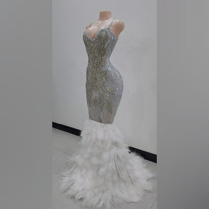 Leah Melani Feather Mermaid Gown