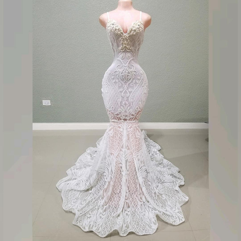 Jazmine Crystal Pearl Mermaid Gown